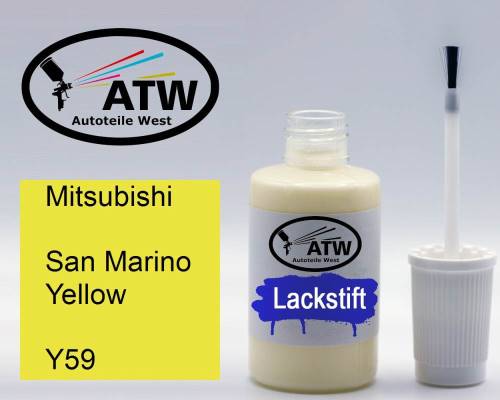 Mitsubishi, San Marino Yellow, Y59: 20ml Lackstift, von ATW Autoteile West.